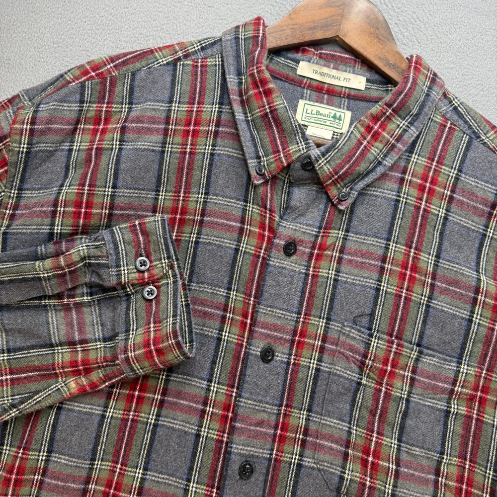 L.L. Bean Flannel Shirt Mens XXL Tall Multicolor Cotton Plaid Workwear Outdoor